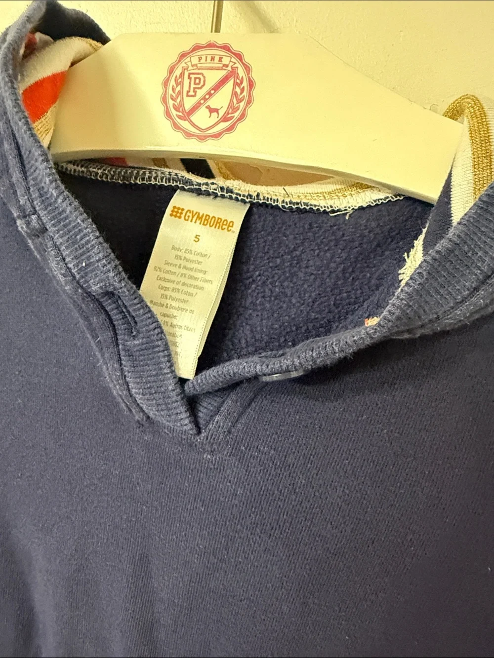 Gymboree Navy Hoodie Dress with Multicolor Striped Sleeves